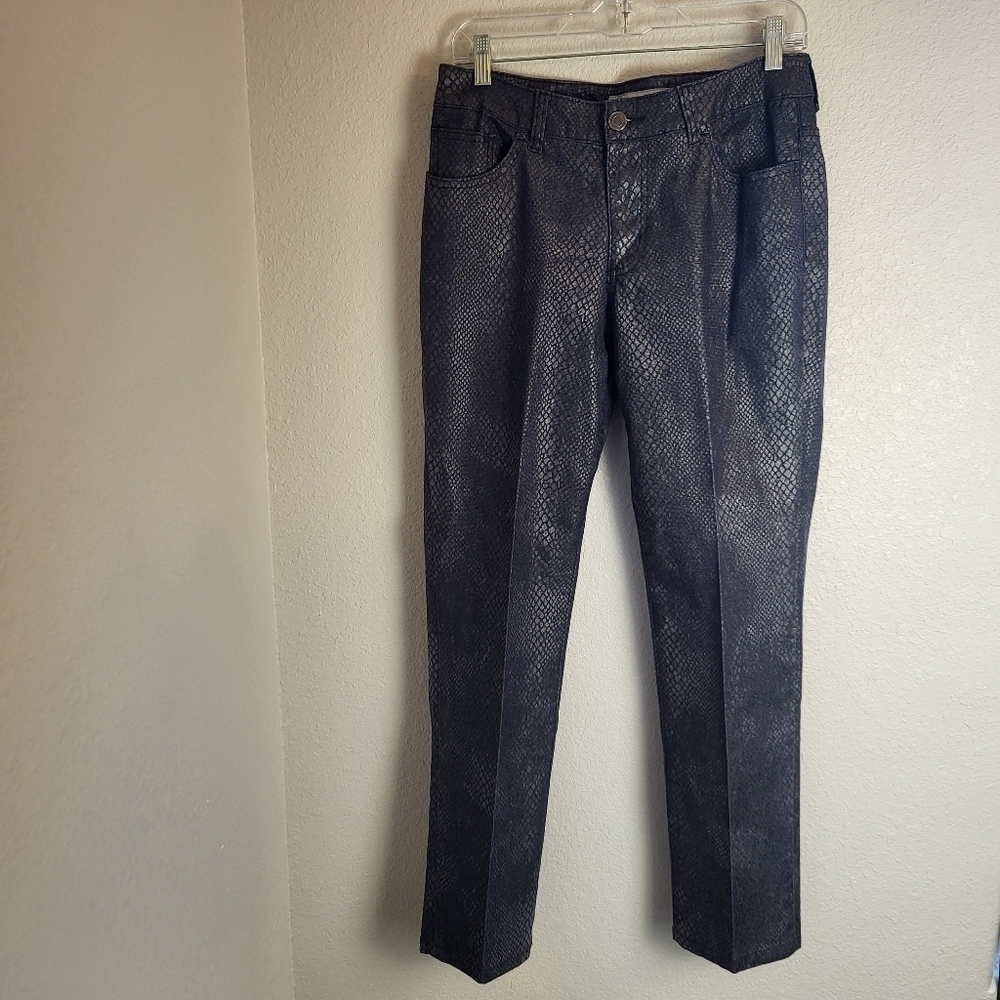 Chico's Platinum Denim Indigo Wash Snake Skin Pattern Chico's Size 0.5